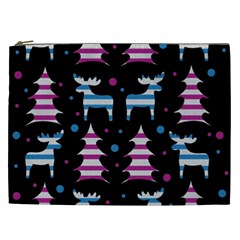 Blue and pink reindeer pattern Cosmetic Bag (XXL)  from ArtsNow.com Front