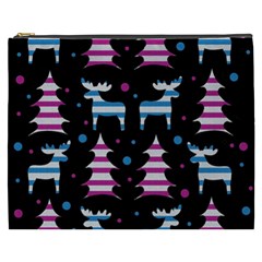 Blue and pink reindeer pattern Cosmetic Bag (XXXL)  from ArtsNow.com Front