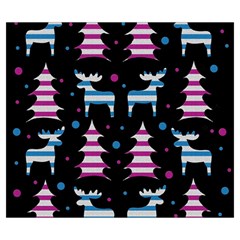 Blue and pink reindeer pattern Zipper Large Tote Bag from ArtsNow.com Front