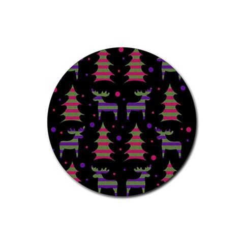 Reindeer magical pattern Rubber Round Coaster (4 pack)  from ArtsNow.com Front