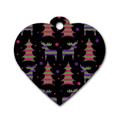 Reindeer magical pattern Dog Tag Heart (One Side) from ArtsNow.com Front