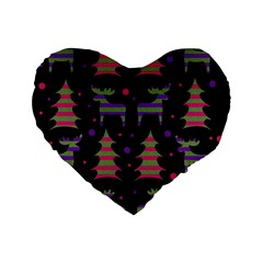 Reindeer magical pattern Standard 16  Premium Flano Heart Shape Cushions from ArtsNow.com Front