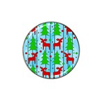 Xmas reindeer pattern - blue Hat Clip Ball Marker (4 pack)