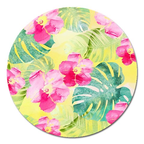 Tropical Dream Hibiscus Pattern Magnet 5  (Round) from ArtsNow.com Front