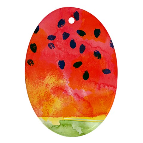 Abstract Watermelon Ornament (Oval)  from ArtsNow.com Front