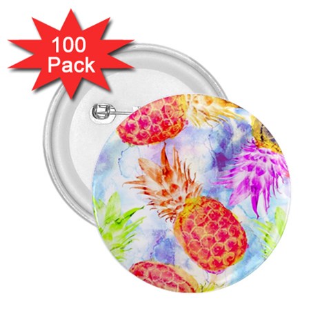 Colorful Pineapples Over A Blue Background 2.25  Buttons (100 pack)  from ArtsNow.com Front