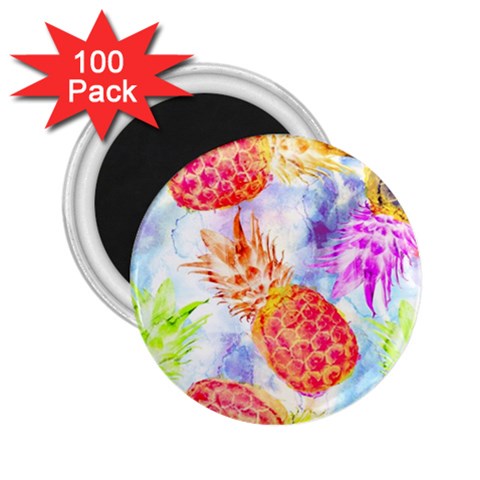Colorful Pineapples Over A Blue Background 2.25  Magnets (100 pack)  from ArtsNow.com Front