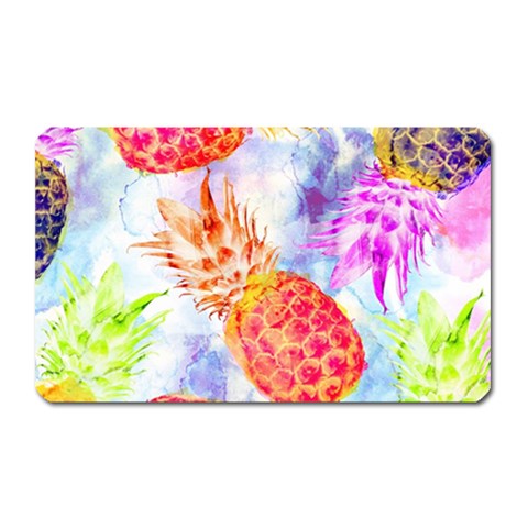Colorful Pineapples Over A Blue Background Magnet (Rectangular) from ArtsNow.com Front