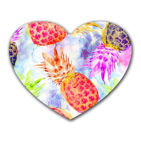 Colorful Pineapples Over A Blue Background Heart Mousepads from ArtsNow.com Front