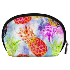 Colorful Pineapples Over A Blue Background Accessory Pouches (Large)  from ArtsNow.com Back