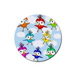 Cute colorful birds  Rubber Round Coaster (4 pack) 