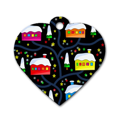 Winter magical night Dog Tag Heart (One Side) from ArtsNow.com Front