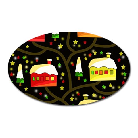 Winter  night  Oval Magnet from ArtsNow.com Front