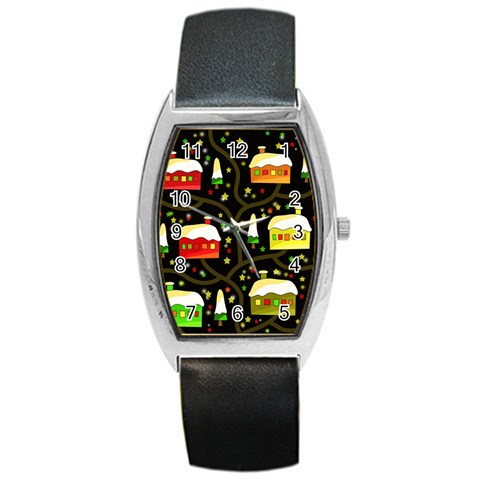 Winter  night  Barrel Style Metal Watch from ArtsNow.com Front