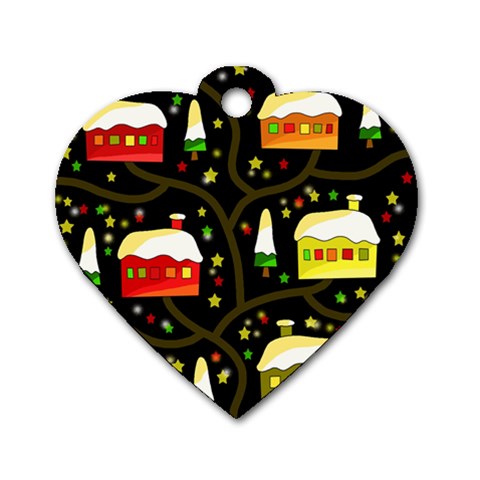 Winter  night  Dog Tag Heart (One Side) from ArtsNow.com Front