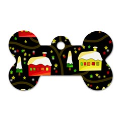 Winter  night  Dog Tag Bone (Two Sides) from ArtsNow.com Back