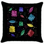 Colorful floral design Throw Pillow Case (Black)