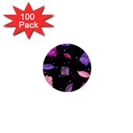 Purple and pink flowers  1  Mini Buttons (100 pack) 