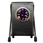 Purple and pink flowers  Pen Holder Desk Clocks