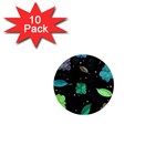 Blue and green flowers  1  Mini Magnet (10 pack) 