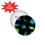Blue and green flowers  1.75  Buttons (10 pack)