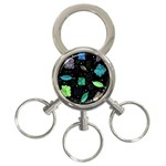 Blue and green flowers  3-Ring Key Chains