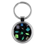 Blue and green flowers  Key Chains (Round) 