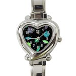 Blue and green flowers  Heart Italian Charm Watch