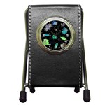 Blue and green flowers  Pen Holder Desk Clocks