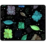 Blue and green flowers  Fleece Blanket (Medium) 