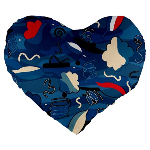 Ocean Large 19  Premium Flano Heart Shape Cushions from ArtsNow.com Front