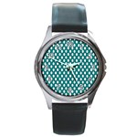 Circular Pattern Blue White Round Metal Watch