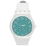 Circular Pattern Blue White Round Plastic Sport Watch (M)