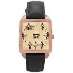 Coffee Ofice Work Commmerce Rose Gold Leather Watch 