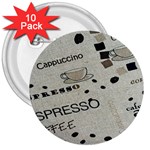 Coffe Cup 3  Buttons (10 pack) 