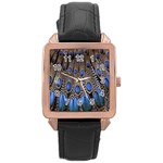 Feathers Peacock Light Rose Gold Leather Watch 