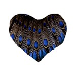 Feathers Peacock Light Standard 16  Premium Flano Heart Shape Cushions