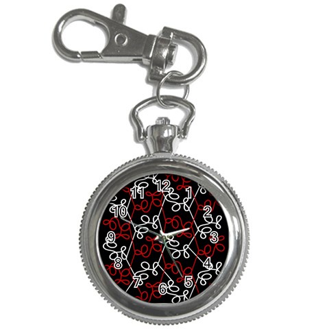 Elegant red and white pattern Key Chain Watches from ArtsNow.com Front