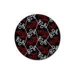 Elegant red and white pattern Magnet 3  (Round)