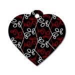 Elegant red and white pattern Dog Tag Heart (Two Sides)
