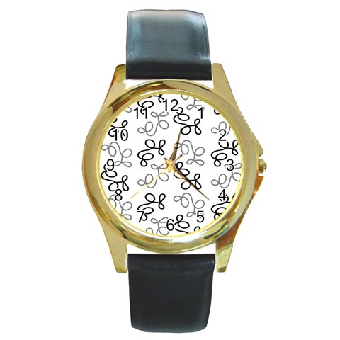 Gray elegance  Round Gold Metal Watch from ArtsNow.com Front