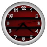 Line Red Black Wall Clocks (Silver) 