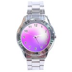 Purple White Background Bright Spots Stainless Steel Analogue Watch