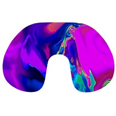 The Perfect Wave Pink Blue Red Cyan Travel Neck Pillows from ArtsNow.com Front