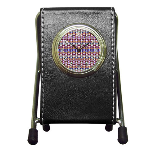 Ethnic Colorful Pattern Pen Holder Desk Clocks from ArtsNow.com Front