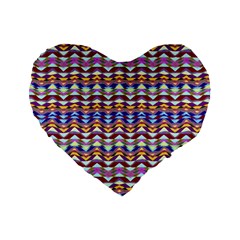 Ethnic Colorful Pattern Standard 16  Premium Flano Heart Shape Cushions from ArtsNow.com Front