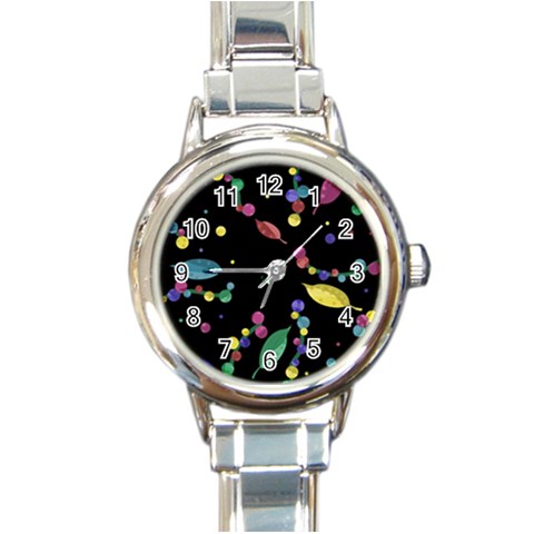 Space garden Round Italian Charm Watch from ArtsNow.com Front