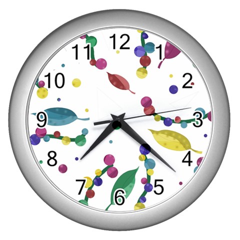Abstract floral design Wall Clocks (Silver)  from ArtsNow.com Front