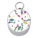 Abstract floral design Mini Silver Compasses