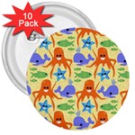 Calamari Squid Whale 3  Buttons (10 pack) 